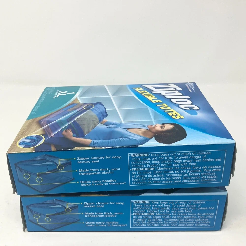 Ziploc XL X-Large Flexible Storage Tote 10 Gallon Blue Plastic X2 New